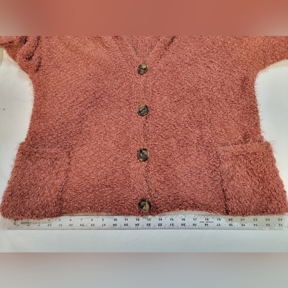 POL SMALL (10)CHUNKY OVERSIZED HOODED BUTTON FRONT W/ POCKETS SWEATER/ CARDIGAN - Picture 8 of 11